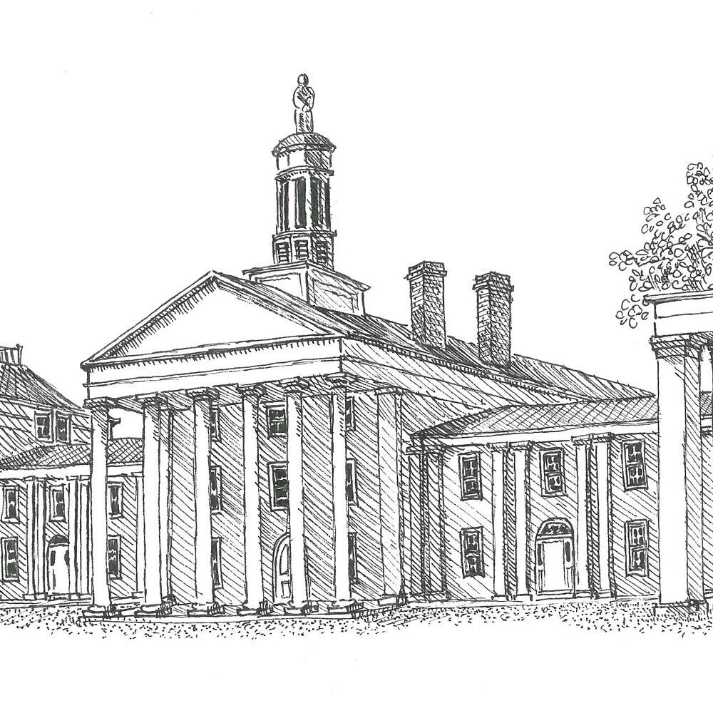 Washington and Lee University Colonnade Watercolor Art Print