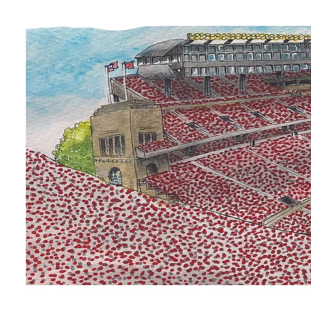 Ohio State Stadium Watercolor Print: Buckeyes Football Art, Ohio State Alumni Gift