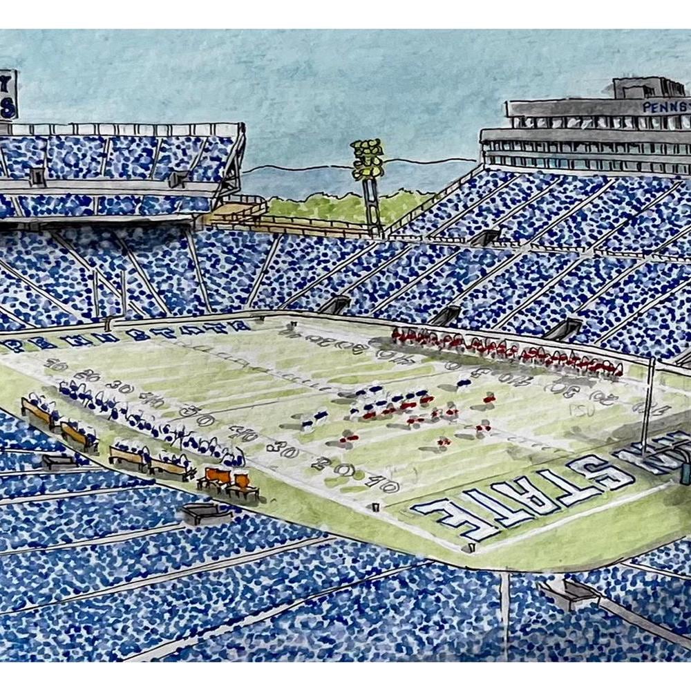 Penn State Stadium Watercolor Print: Nittany Lions Football Art, Penn State Alumni Gift