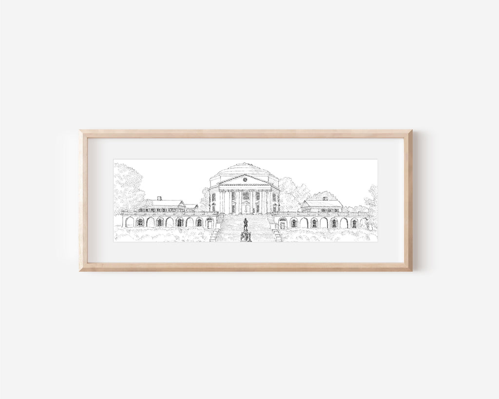 University of Virginia Rotunda Print: UVA Art in Watercolor or Pen and Ink