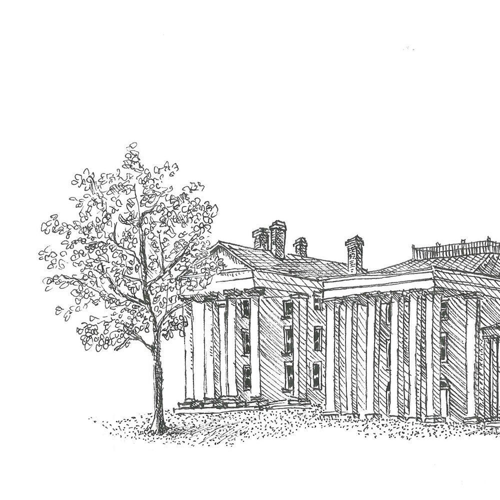 Washington and Lee University Colonnade Watercolor Art Print