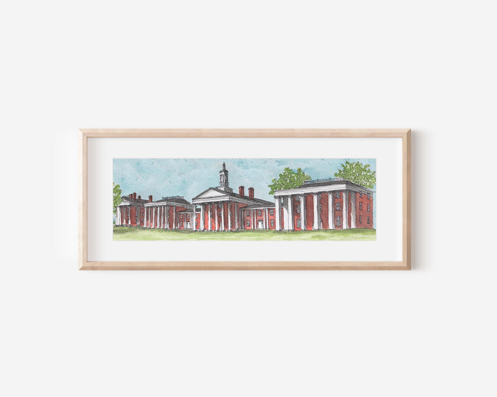 Washington and Lee University Colonnade Watercolor Art Print