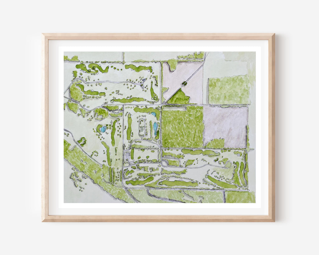 Watercolor Golf Course Map Art: Custom Golf Portrait