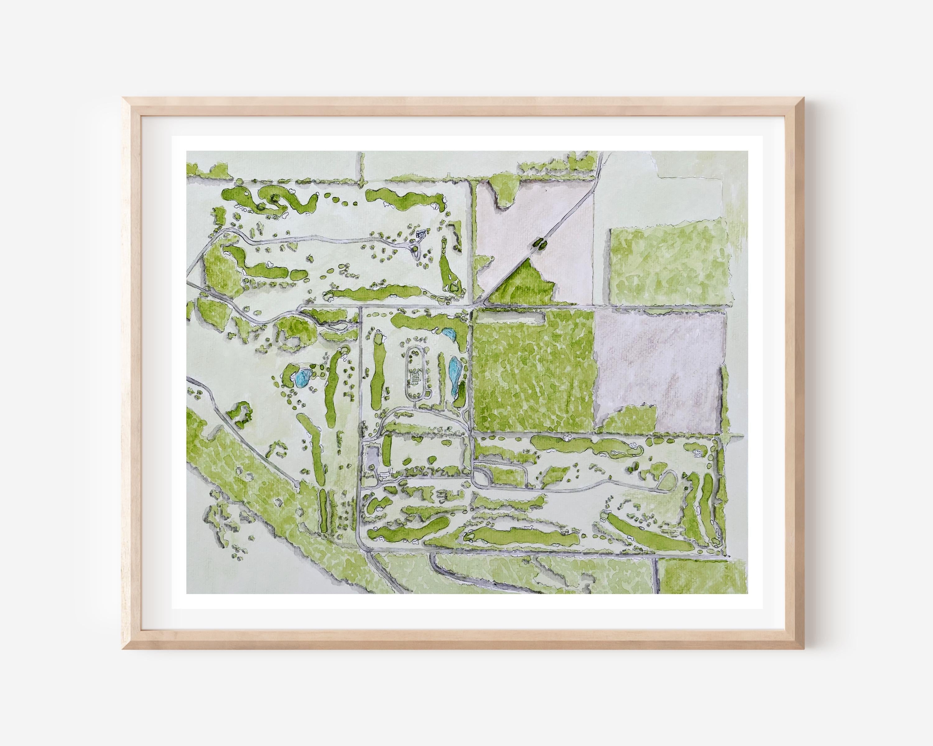 Watercolor Golf Course Map Art: Custom Golf Portrait