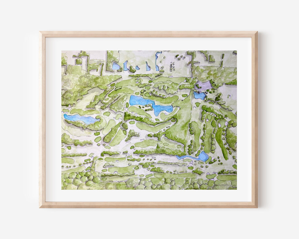 Watercolor Golf Course Map Art: Custom Golf Portrait