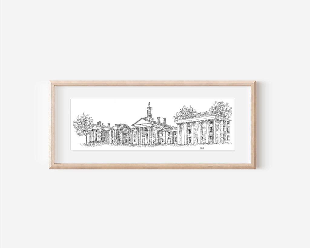 Washington and Lee University Colonnade Watercolor Art Print