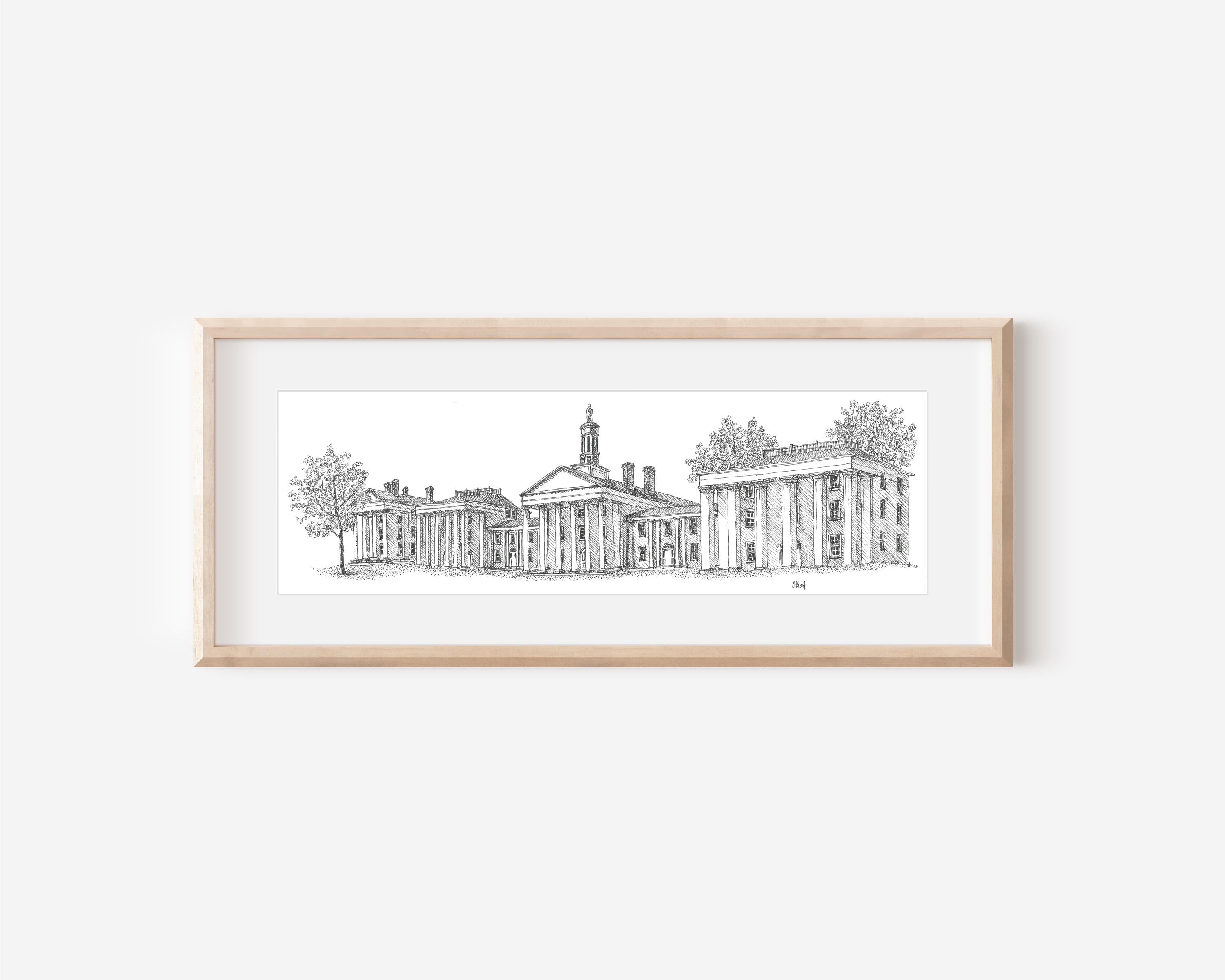 Washington and Lee University Colonnade Watercolor Art Print