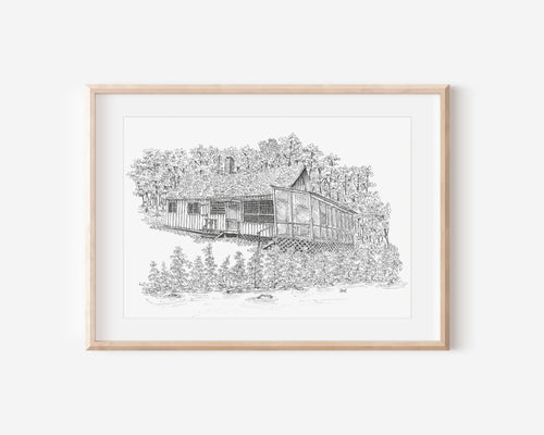 Custom Pen and Ink House Drawing: Hand-Drawn Home Portrait