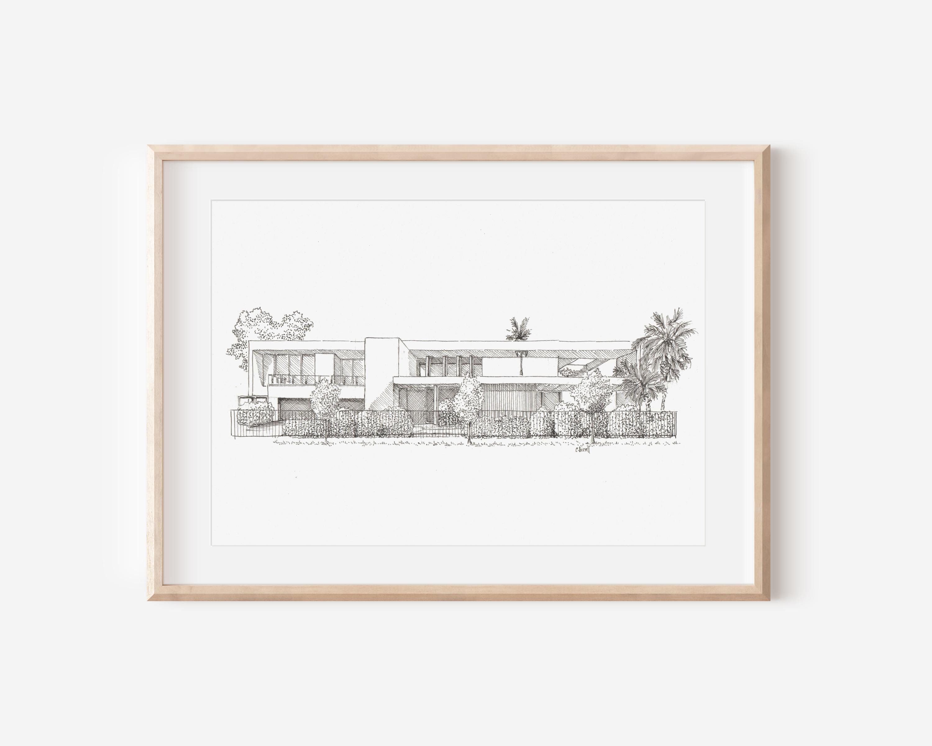 Custom Pen and Ink House Drawing: Hand-Drawn Home Portrait