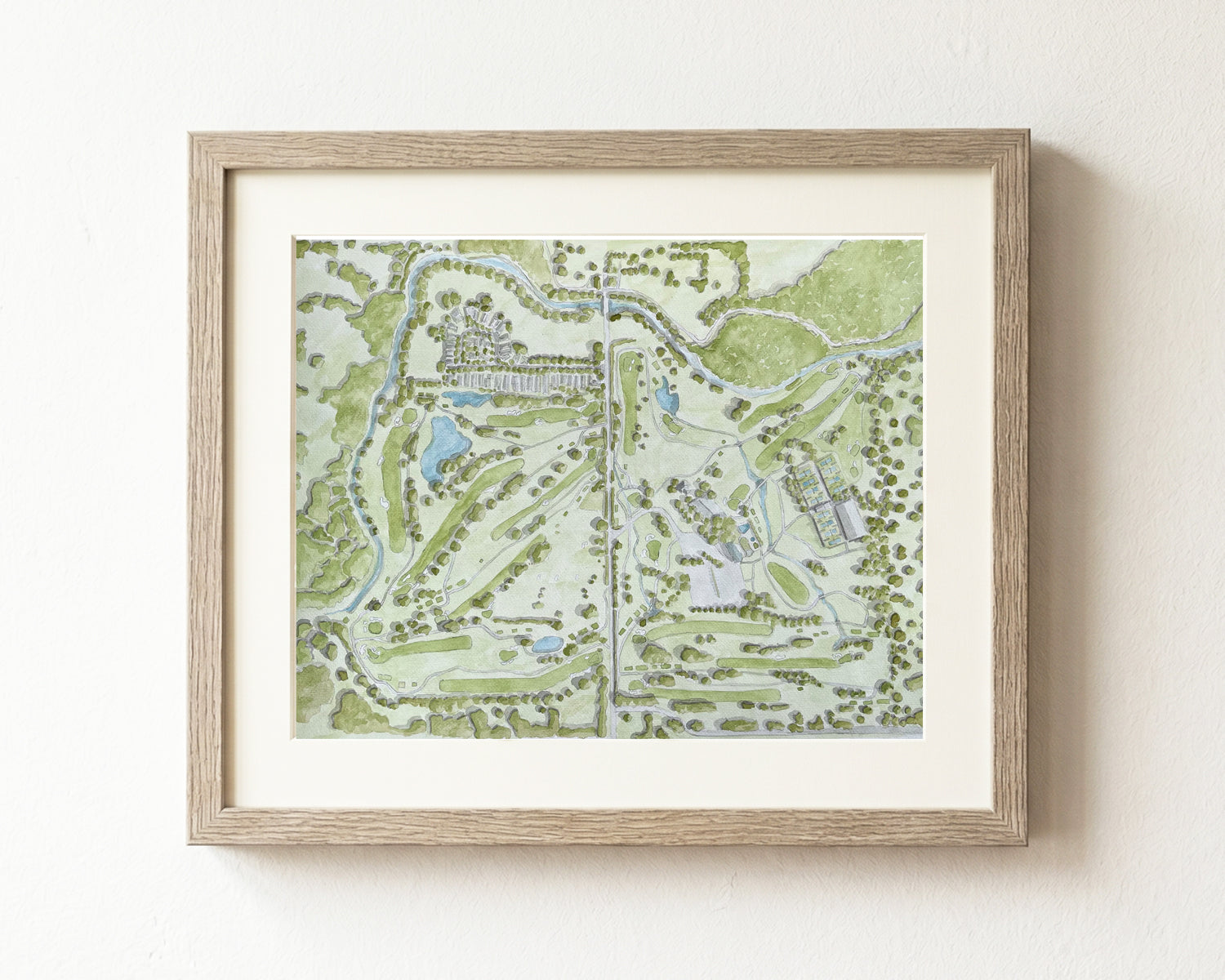 Watercolor Golf Course Map Art: Custom Golf Portrait