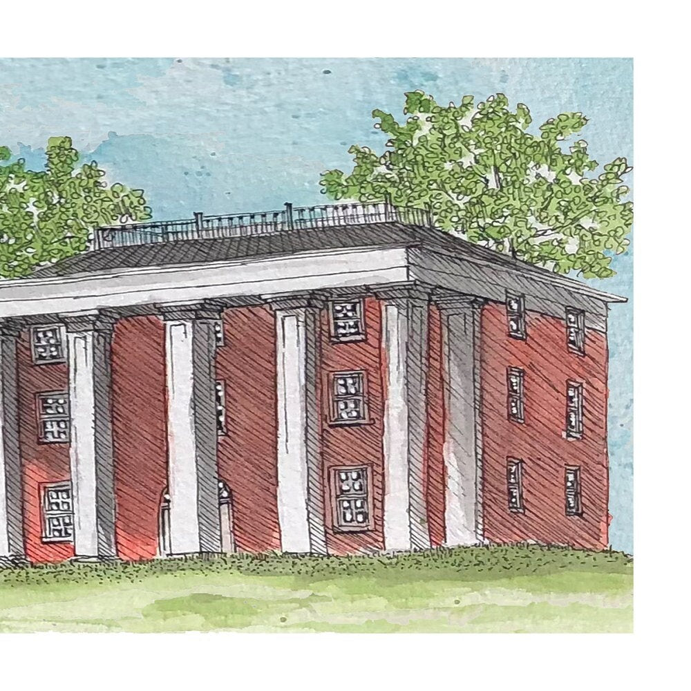 Washington and Lee University Colonnade Watercolor Art Print