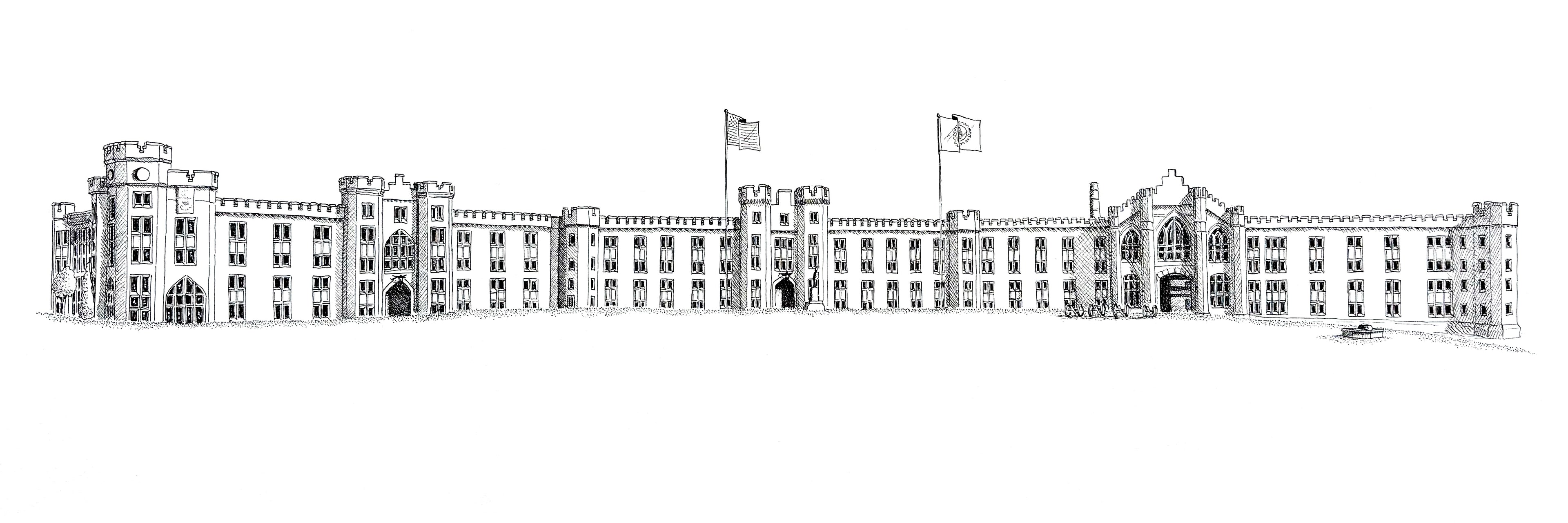 VMI Barracks Limited Edition Pen and Ink Art Print