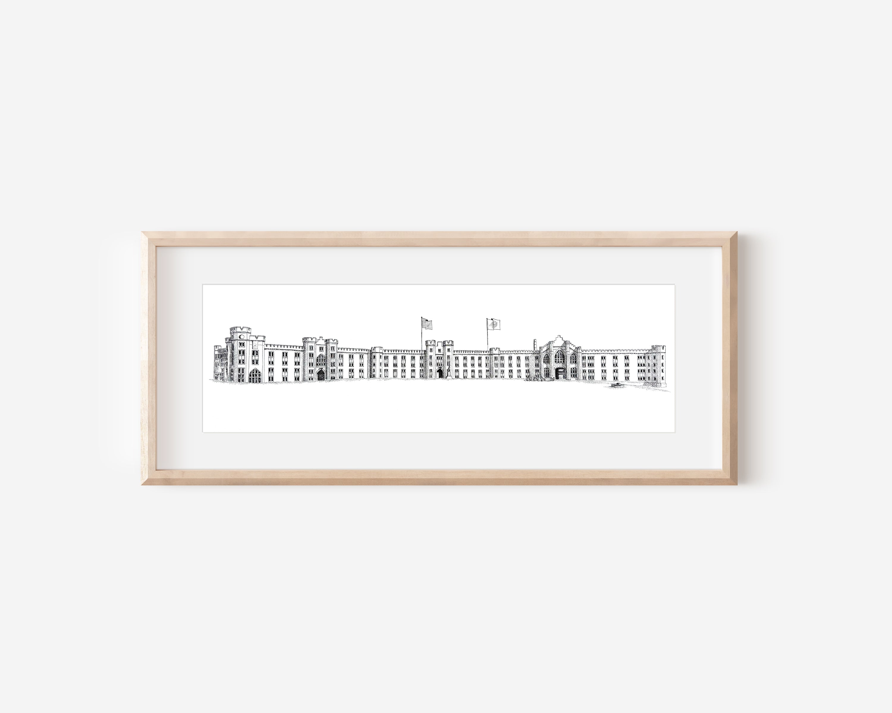 VMI Barracks Limited Edition Pen and Ink Art Print