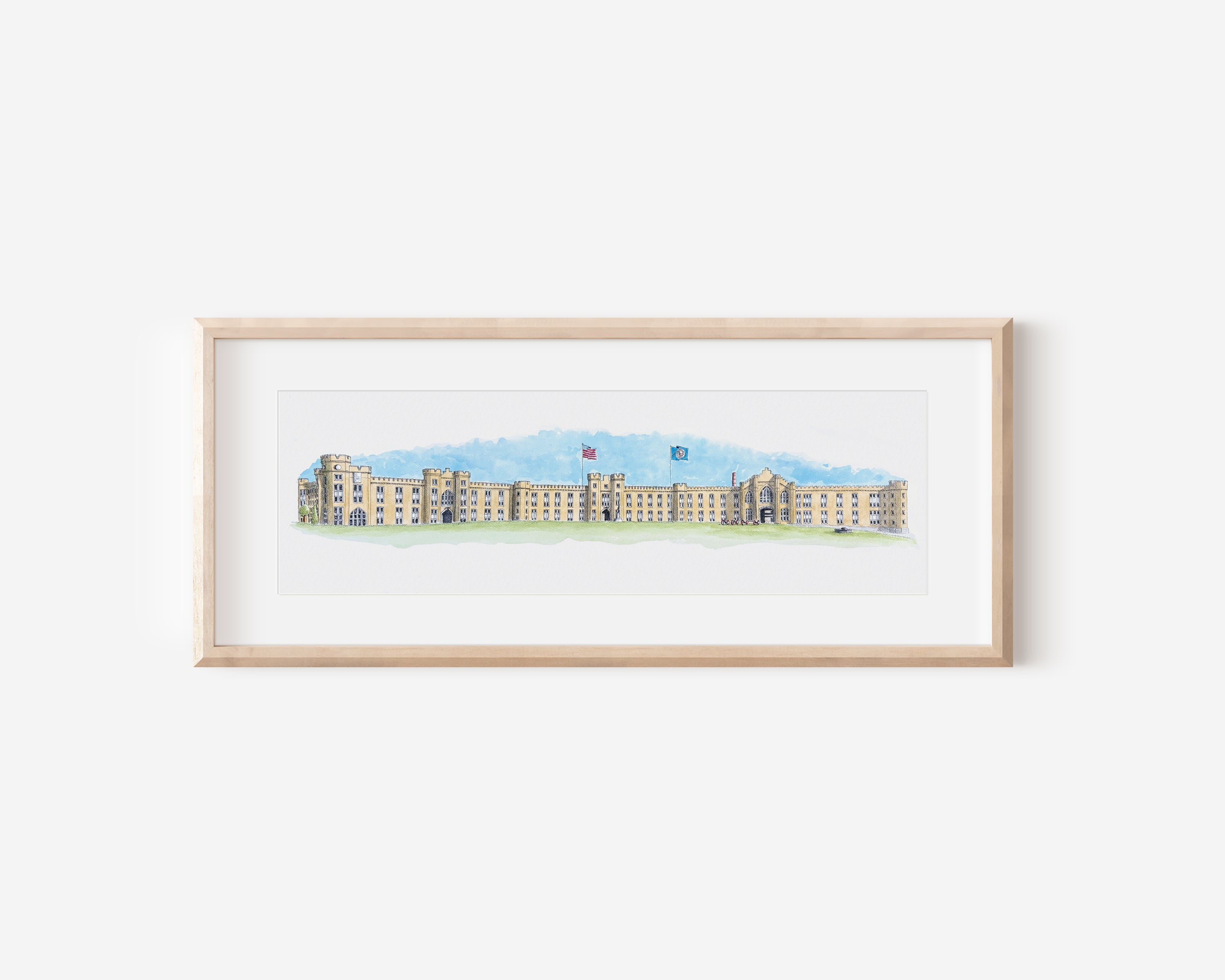 VMI Barracks Original Watercolor Painting