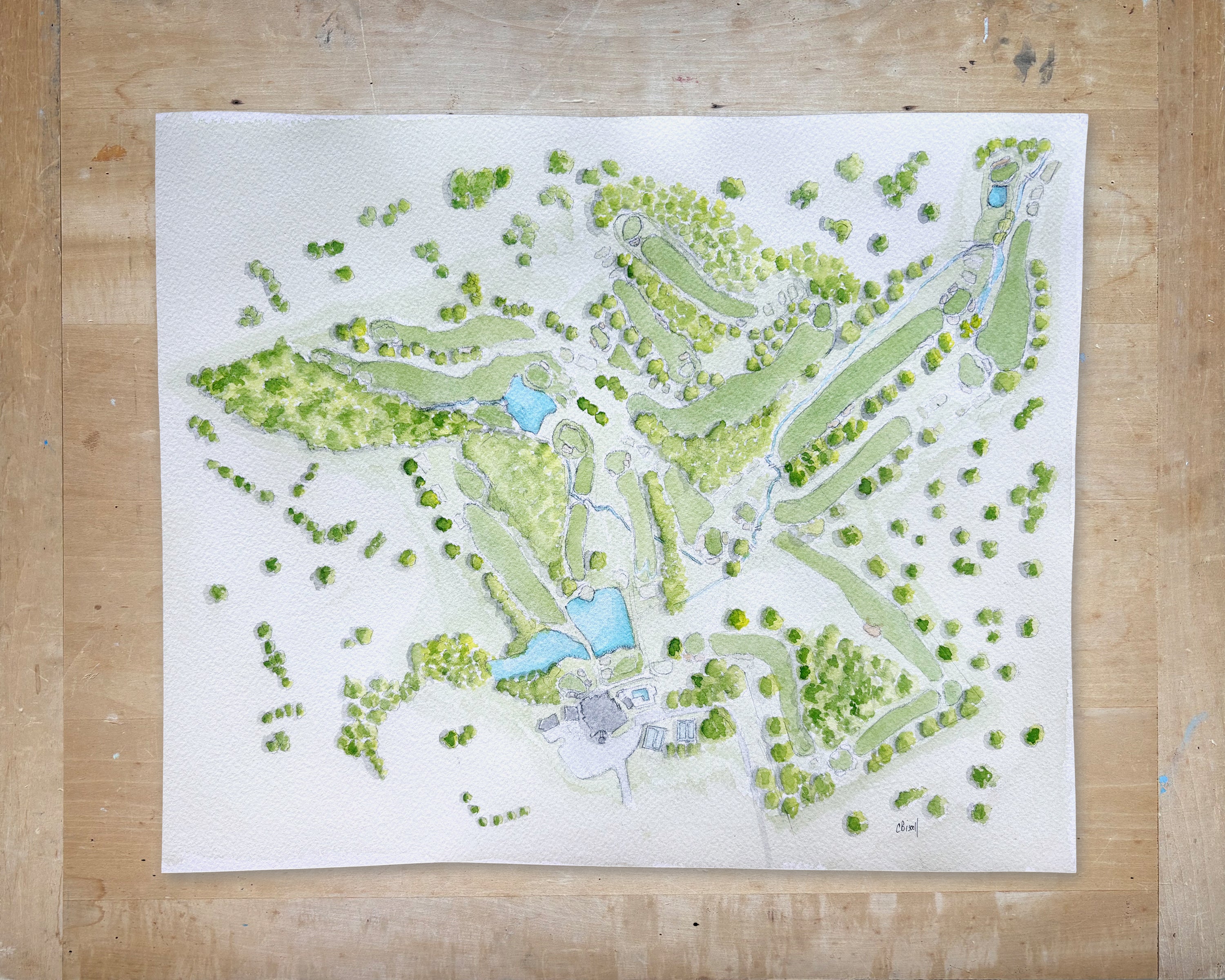 Lexington Golf and Country Club Original Watercolor Painting