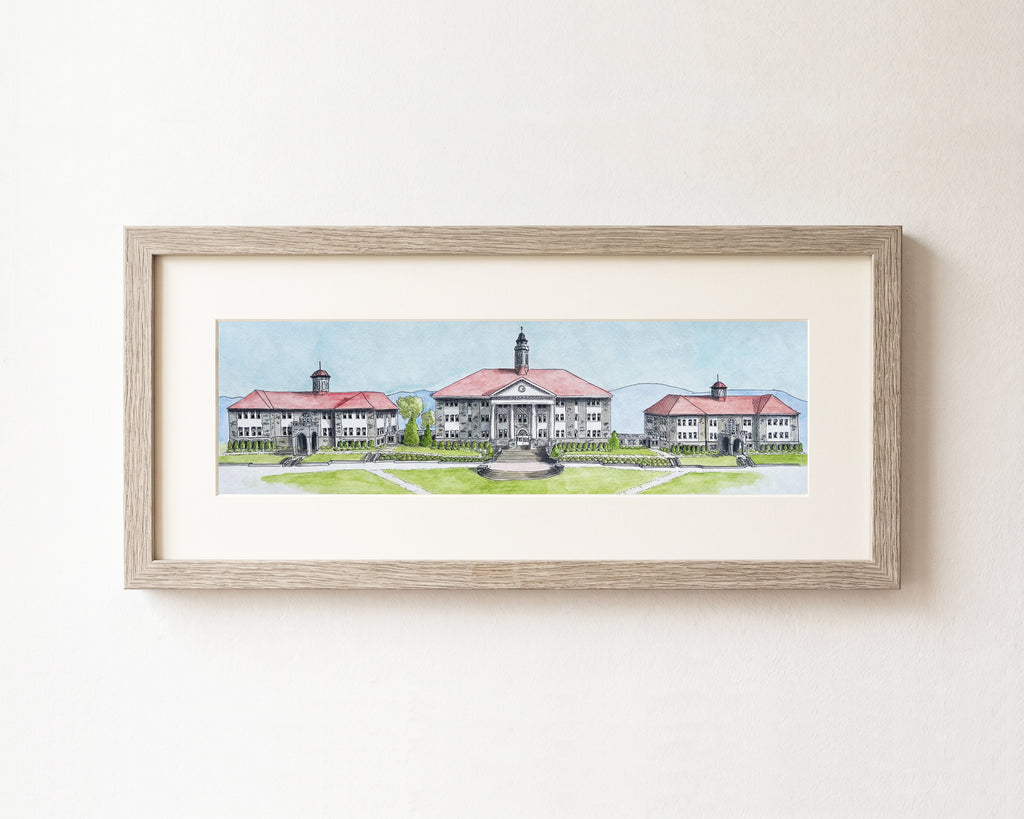 James Madison University Watercolor Print, JMU Wilson Hall