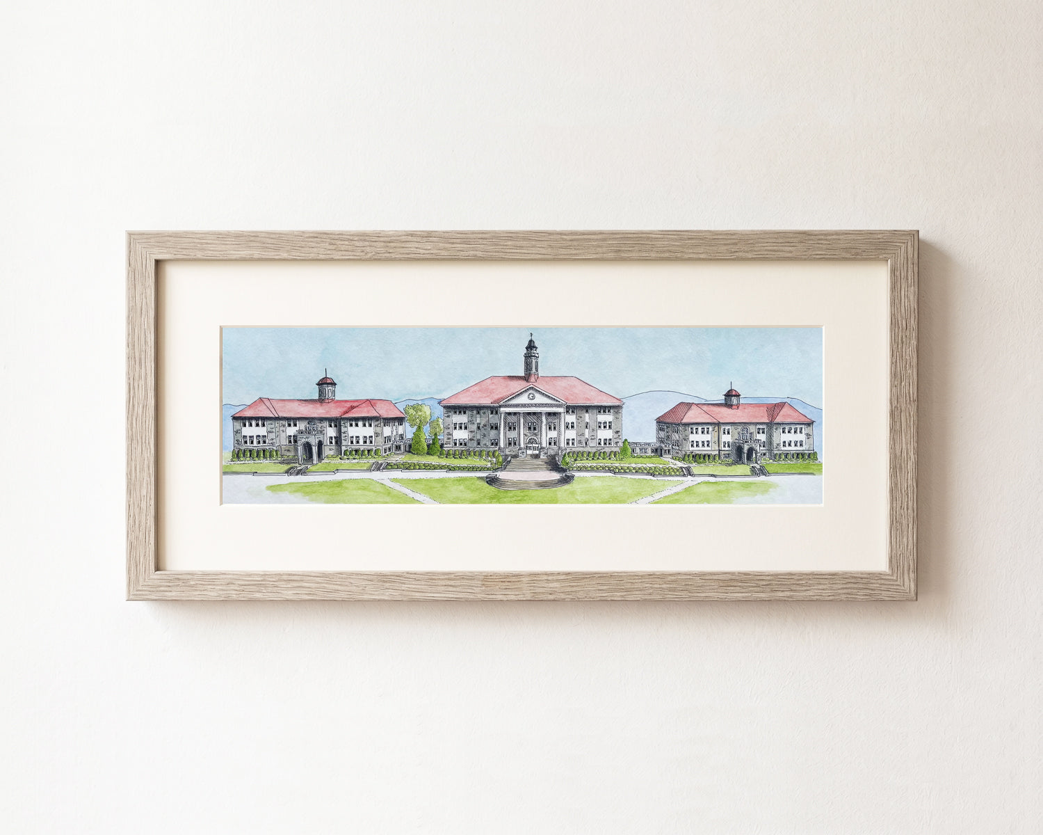 James Madison University Watercolor Print, JMU Wilson Hall