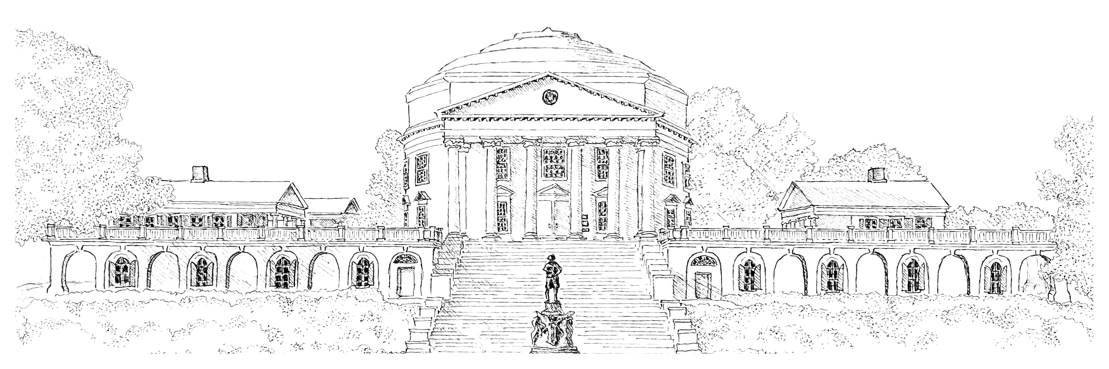 University of Virginia Rotunda Print: UVA Art in Pen and Ink