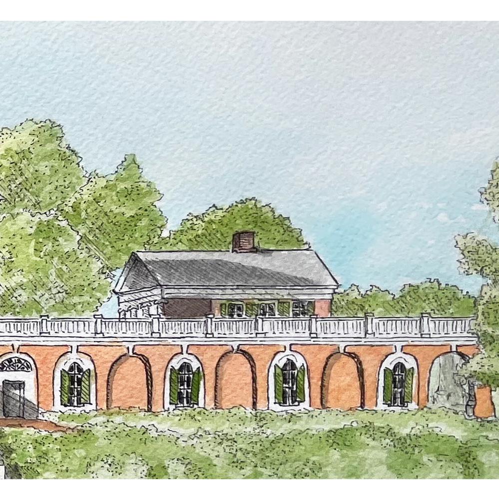 University of Virginia Rotunda Print: UVA Art in Watercolor or Pen and Ink