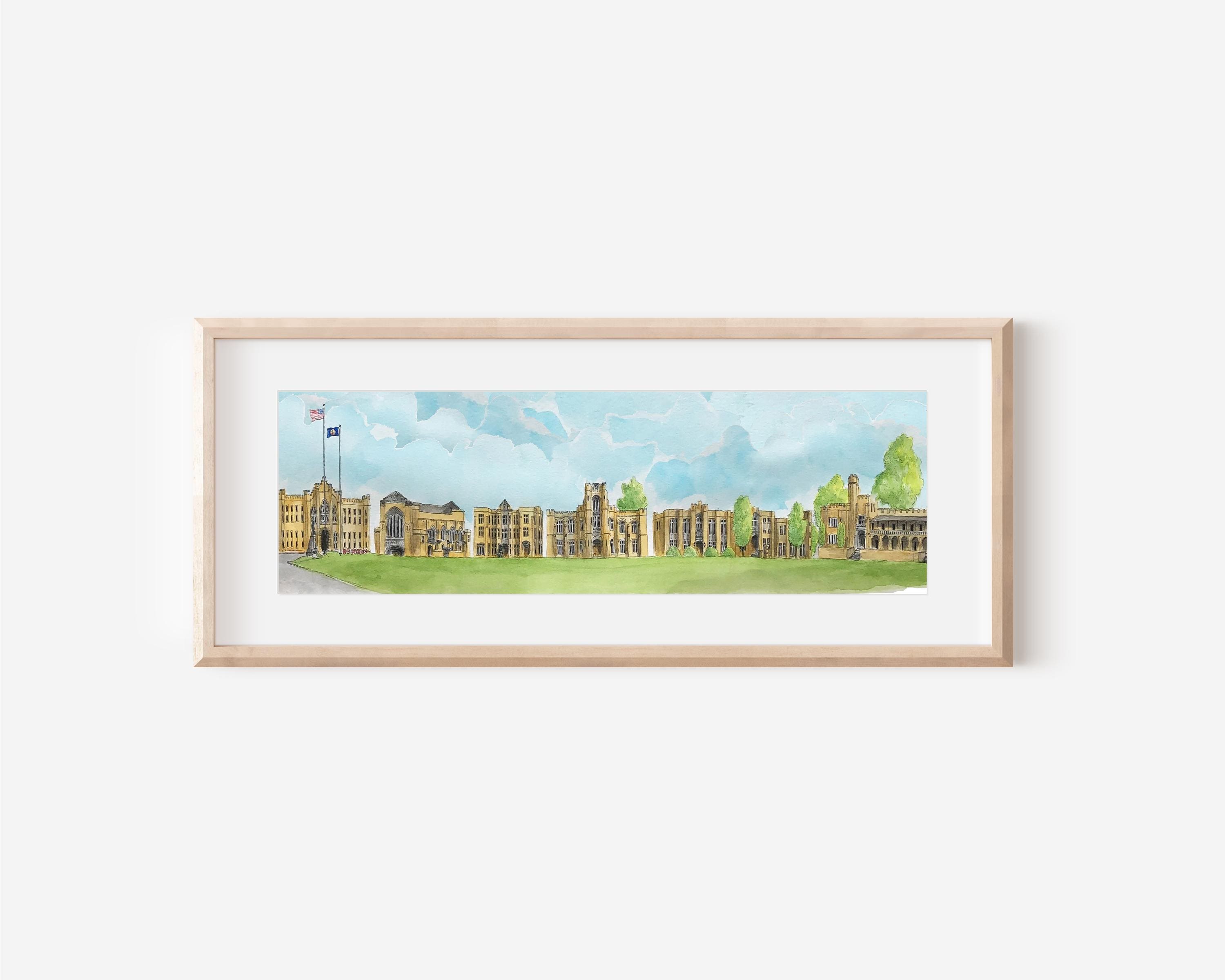 VMI Parade Field Watercolor Art Print: Virginia Military Institute Alumni Gift
