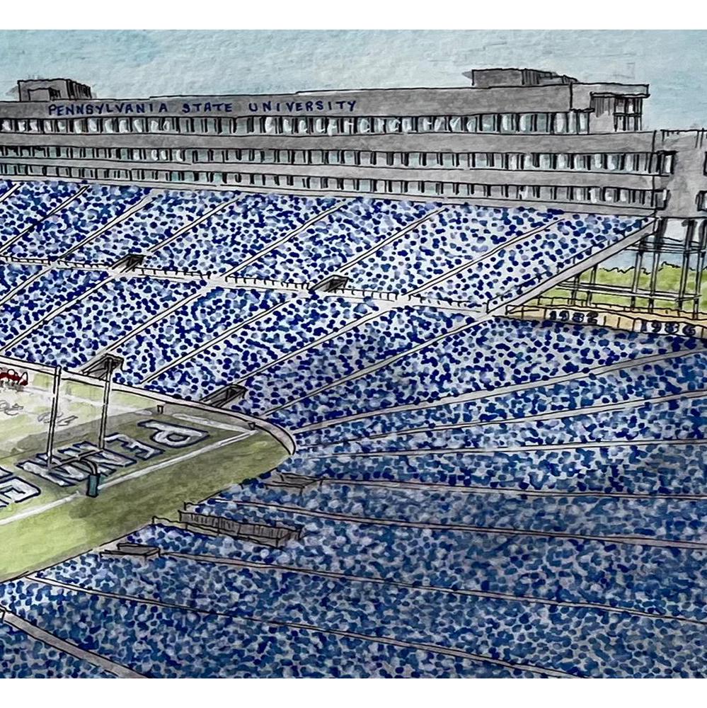 Penn State Stadium Watercolor Print: Nittany Lions Football Art, Penn State Alumni Gift