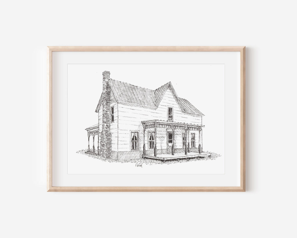 Custom Pen and Ink House Drawing: Hand-Drawn Home Portrait