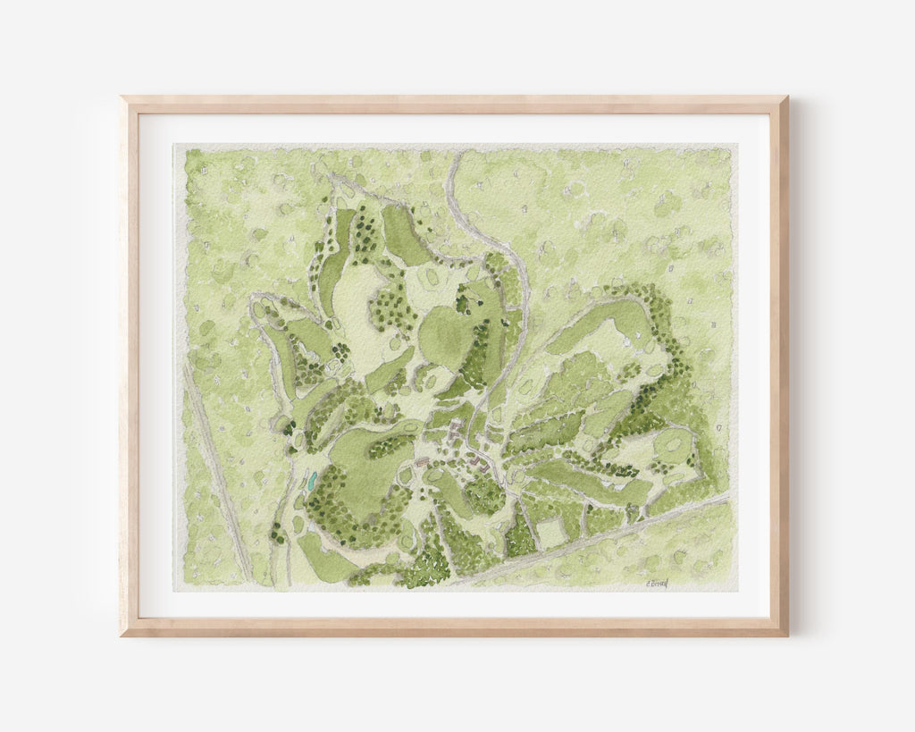 Watercolor Golf Course Map Art: Custom Golf Portrait