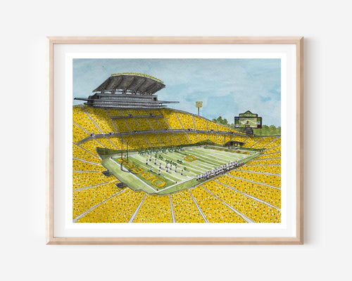 Autzen Stadium Watercolor Print: University of Oregon Ducks Football Art - Mill Creek Art Co.