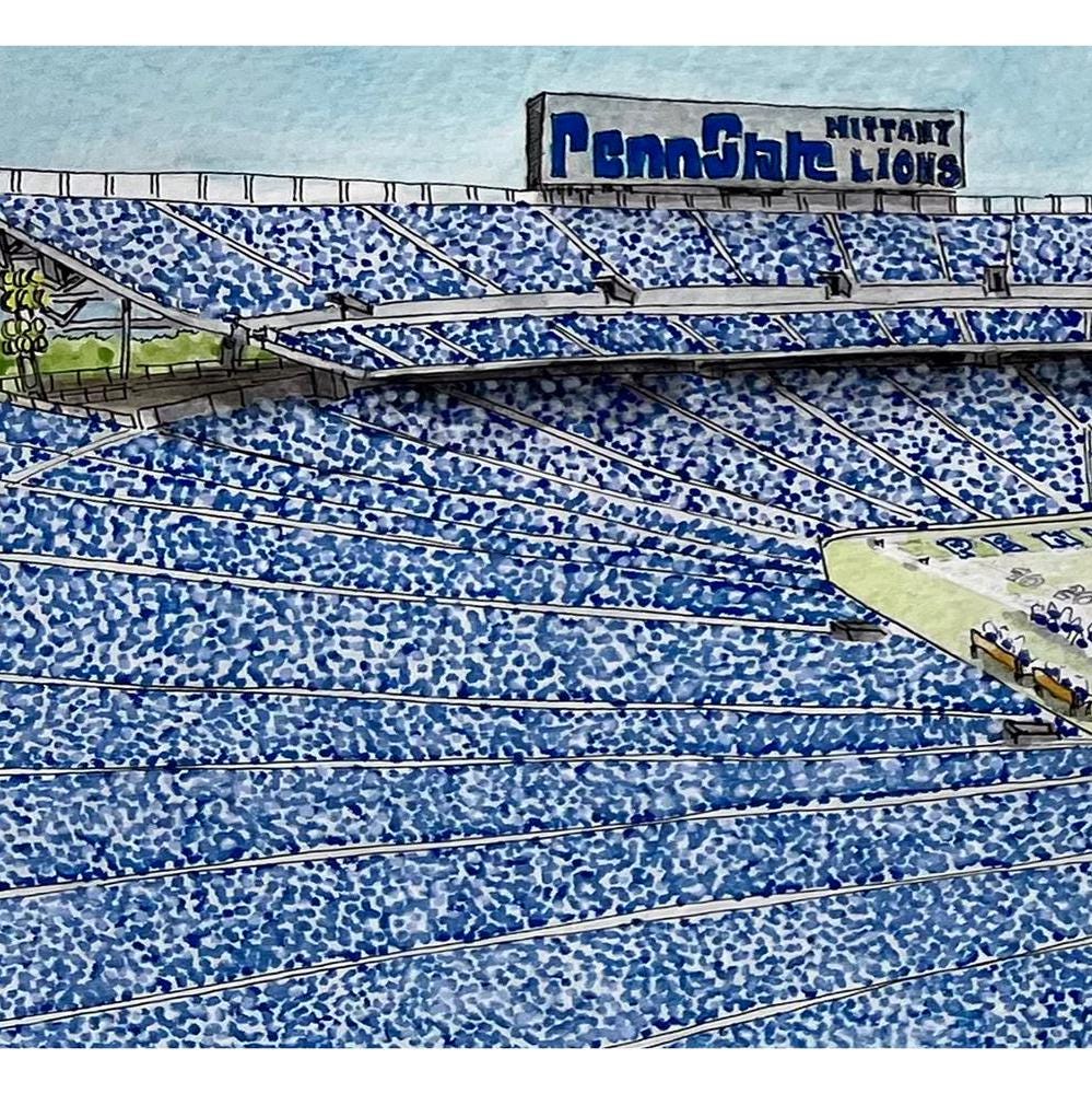 Penn State Stadium Watercolor Print: Nittany Lions Football Art, Penn State Alumni Gift