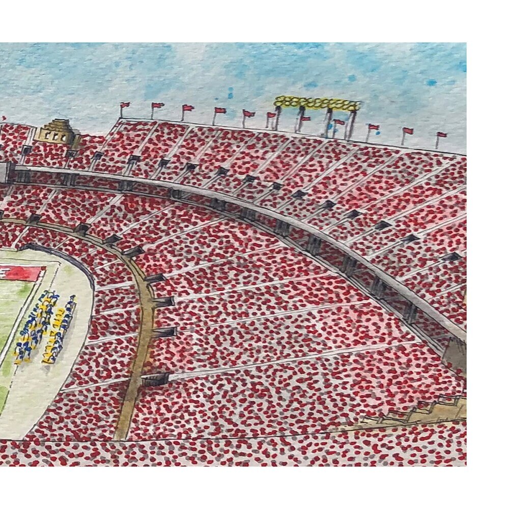 Ohio State Stadium Watercolor Print: Buckeyes Football Art, Ohio State Alumni Gift