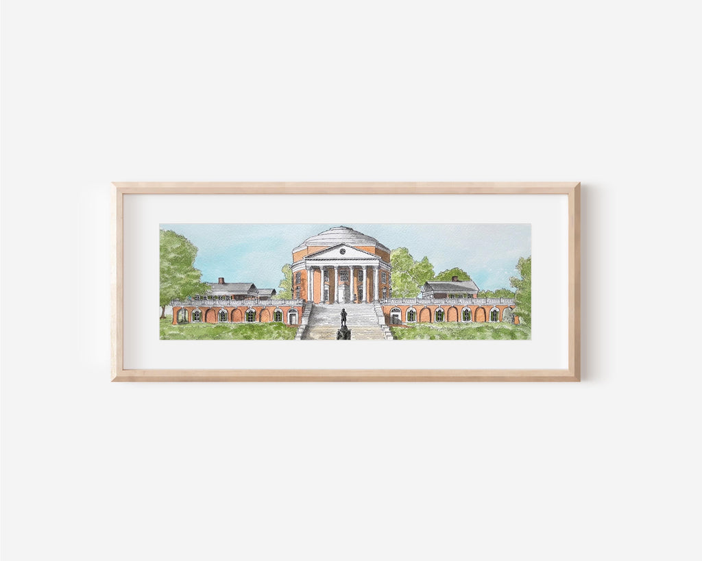 University of Virginia Rotunda Print: UVA Art in Watercolor or Pen and Ink