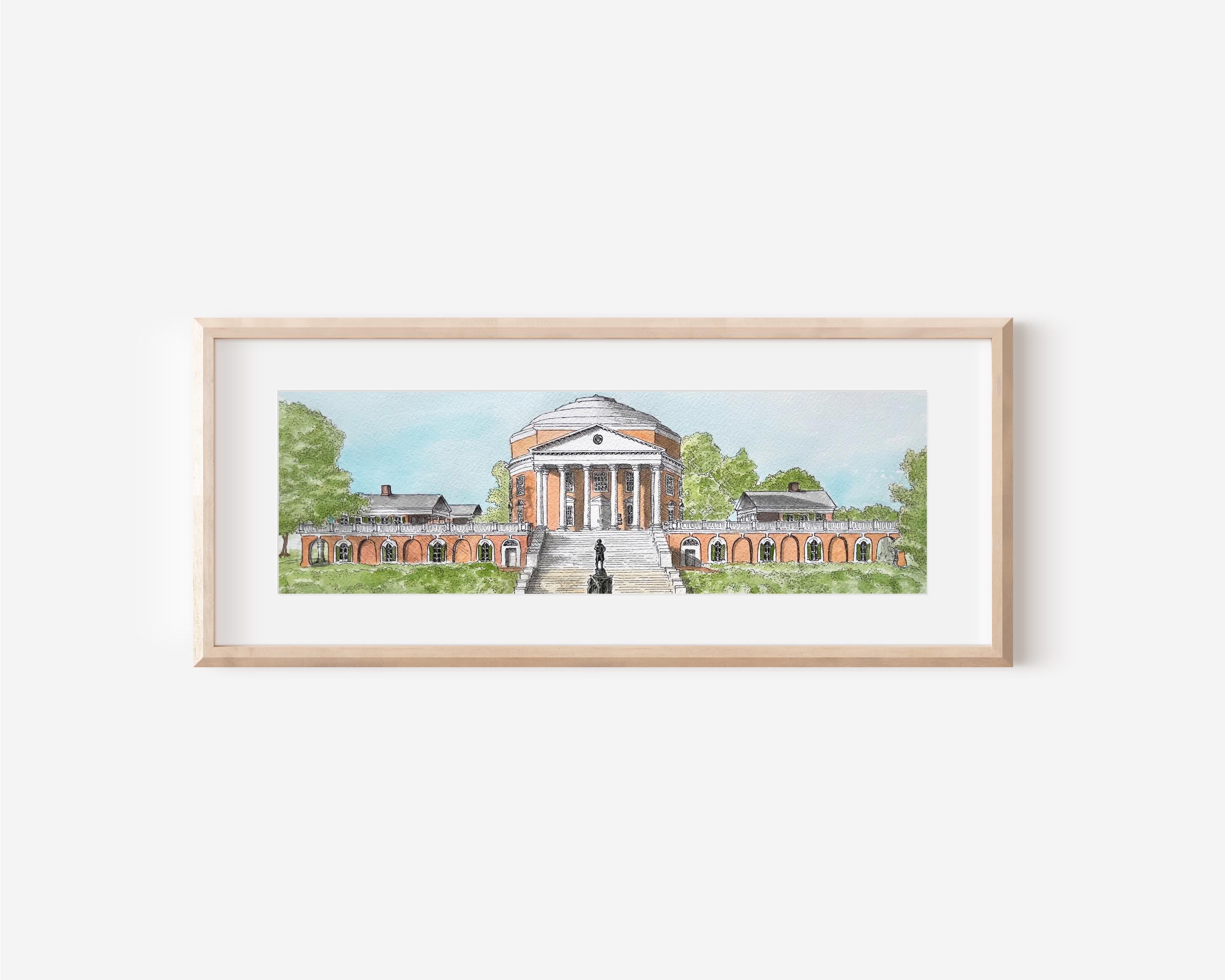 University of Virginia Rotunda Print: UVA Art in Watercolor or Pen and Ink
