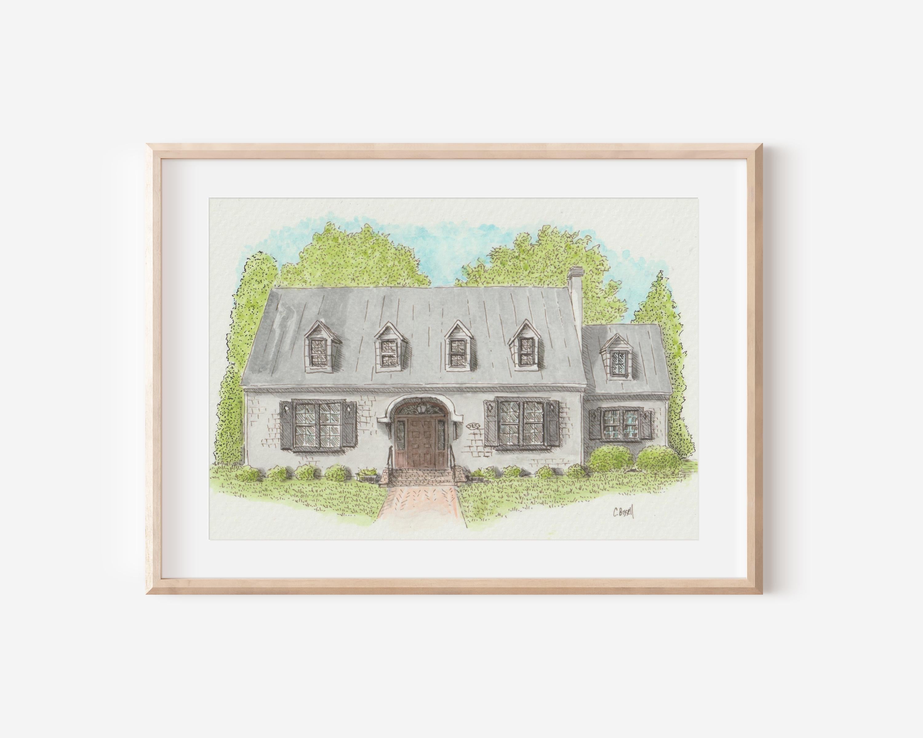 Custom Watercolor House Portrait: Hand-Painted Home Art