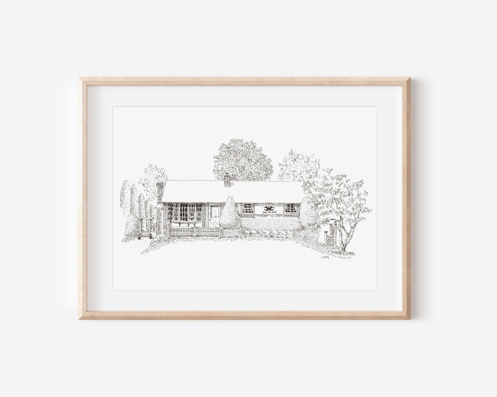 Custom Pen and Ink House Drawing: Hand - Drawn Home Portrait - Mill Creek Art Co.