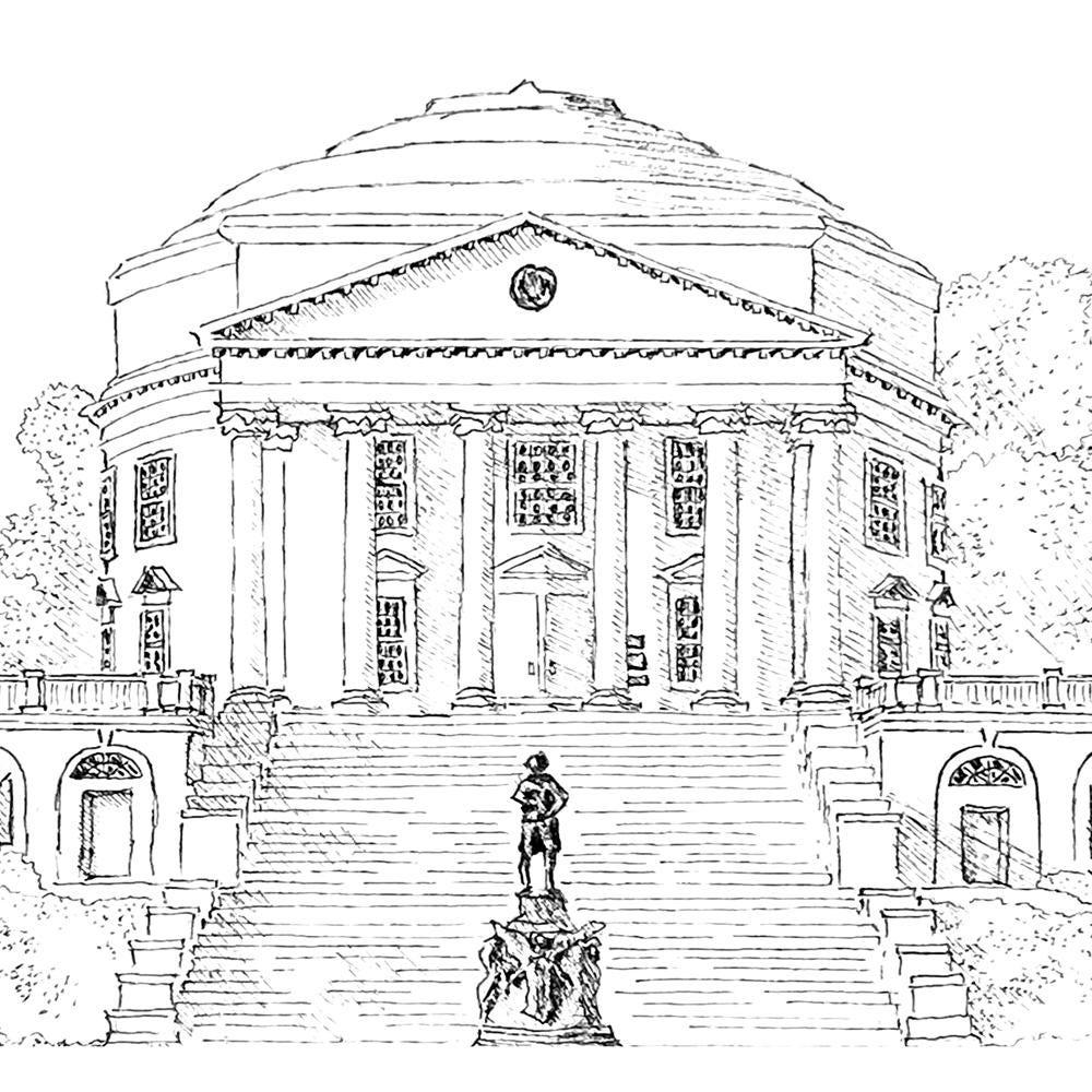 University of Virginia Rotunda Print: UVA Art in Watercolor or Pen and Ink