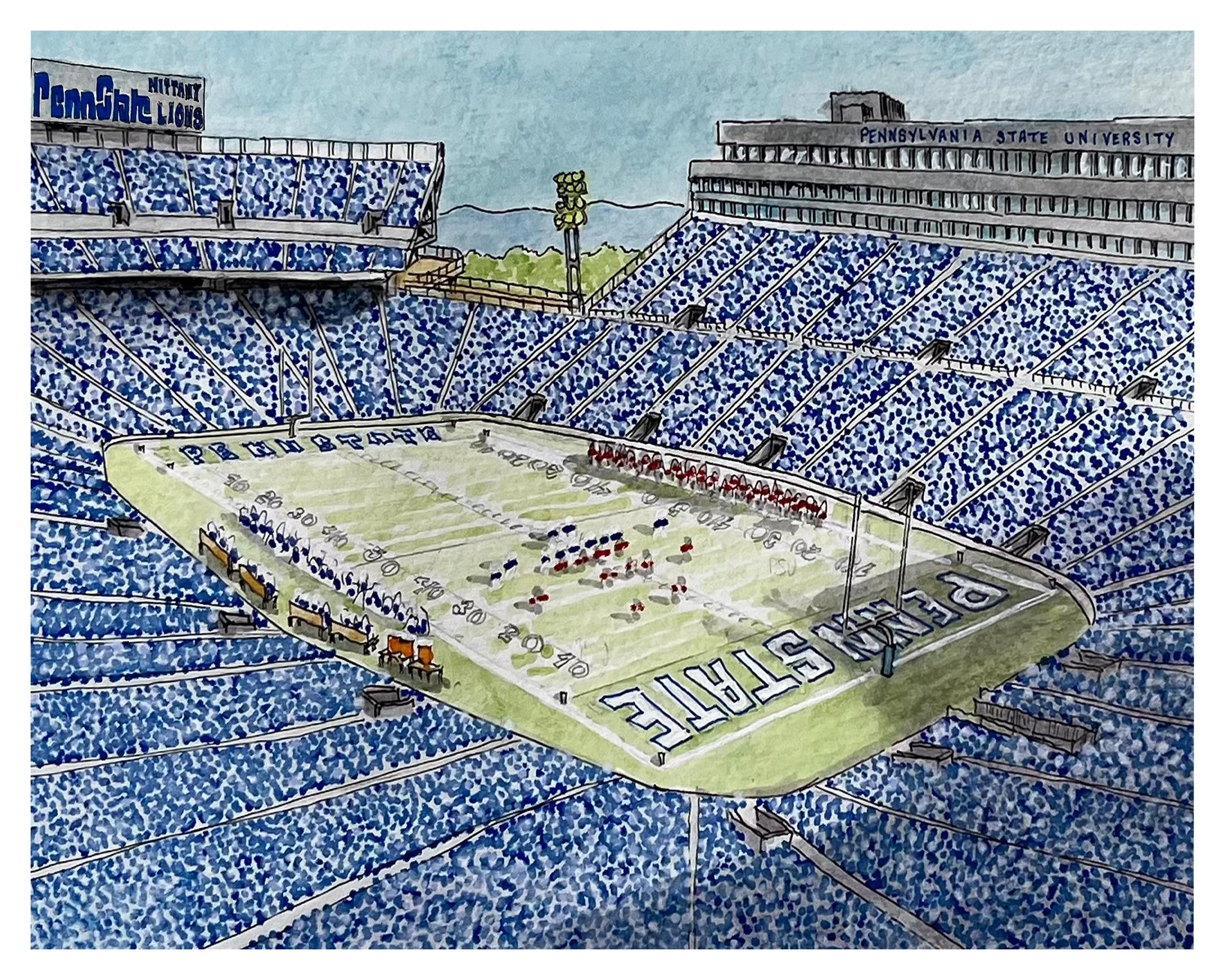 Penn State Stadium Watercolor Print: Nittany Lions Football Art, Penn State Alumni Gift