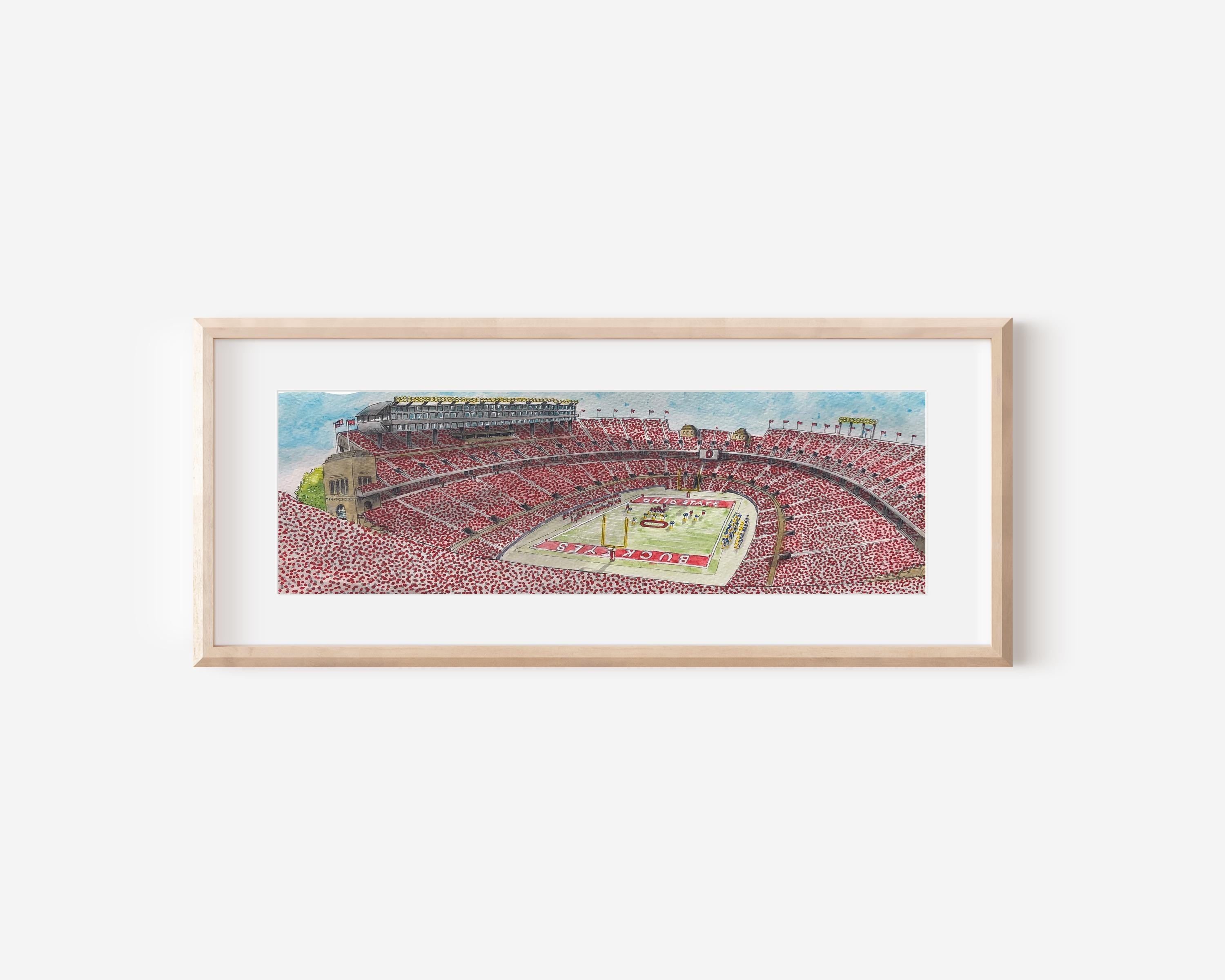 Ohio State Stadium Watercolor Print: Buckeyes Football Art, Ohio State Alumni Gift