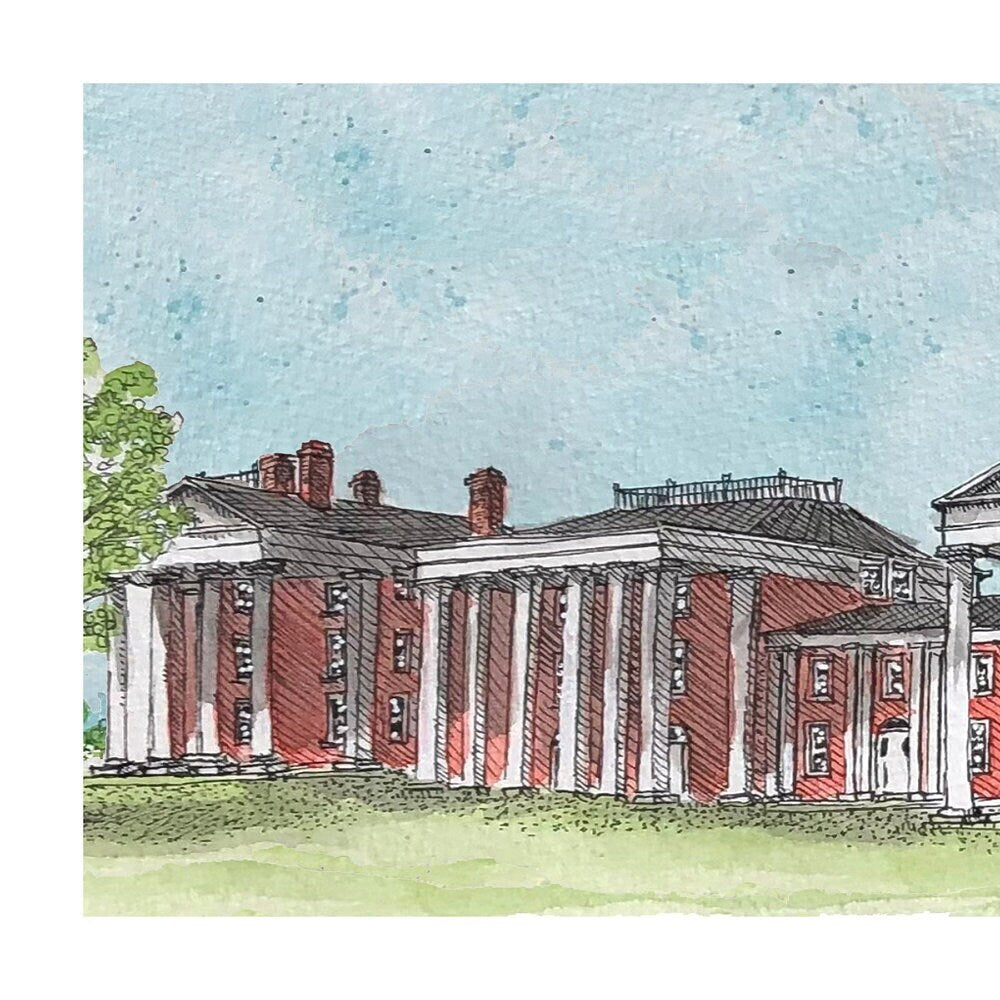 Washington and Lee University Colonnade Watercolor Art Print