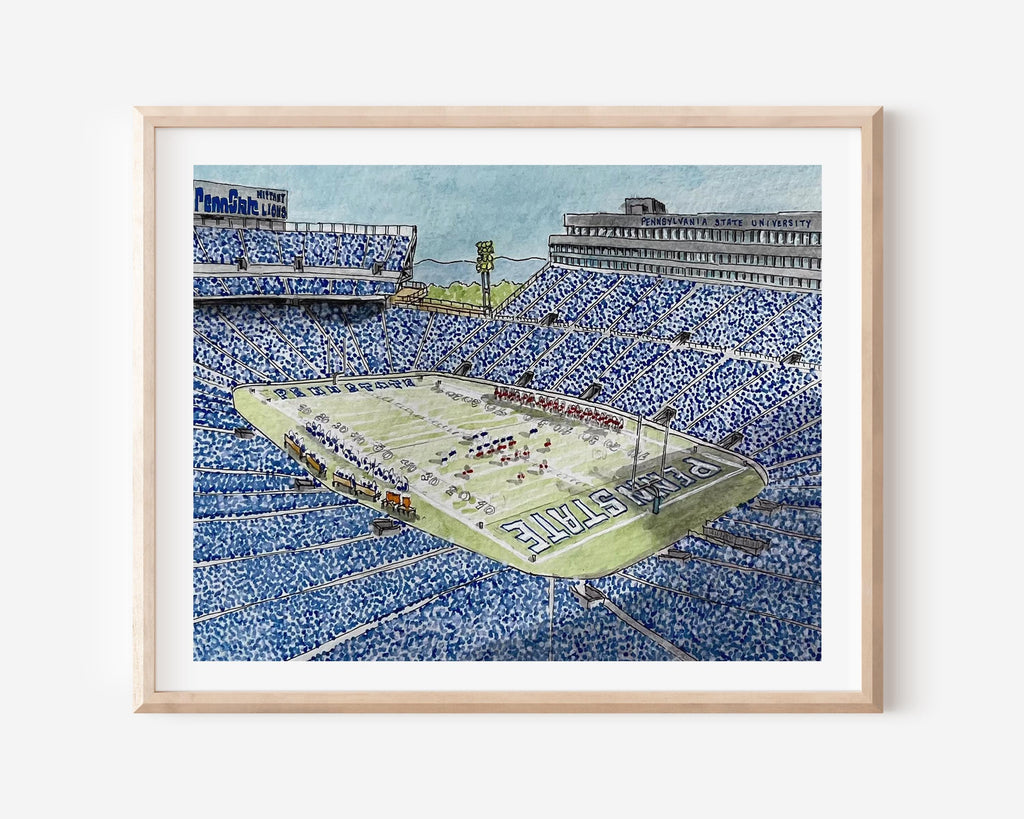 Penn State Stadium Watercolor Print: Nittany Lions Football Art, Penn State Alumni Gift