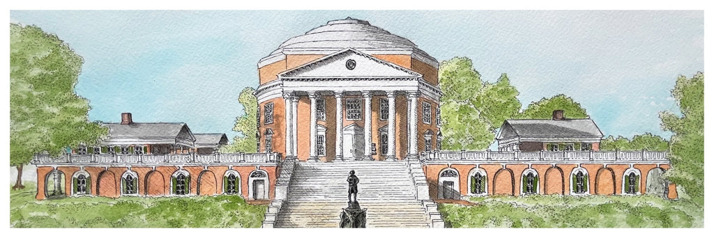 University of Virginia Rotunda Print: UVA Art in Watercolor - Mill Creek Art Co.