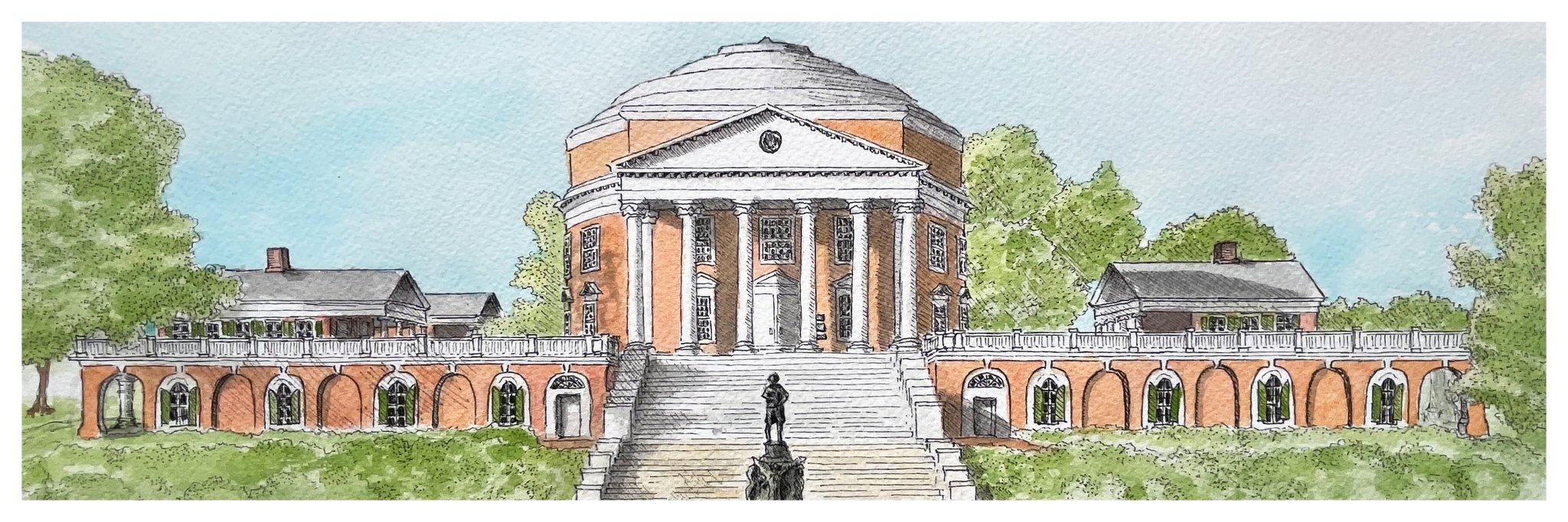 University of Virginia Rotunda Print: UVA Art in Watercolor - Mill Creek Art Co.