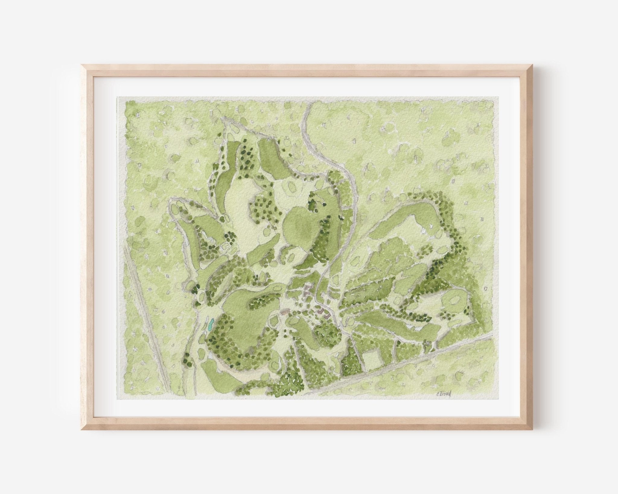 Watercolor Golf Course Map Art: Custom Golf Portrait - Mill Creek Art Co.